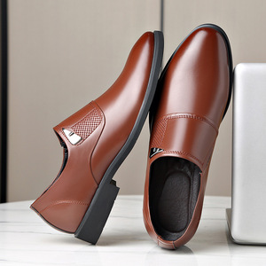 Black Leather <b>Dress</b> Shoes For <b>Men</b> Breathable Slip On Office Career Formal Wear - Product Image 3