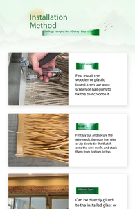 Toiture en chaume synthétique artificielle pour jardin, gazebo extérieur - Imperméable, résistant au feu, écologique, <span class=keywords><strong>rouleau</strong></span> d'herbe jaune - Product Image 3