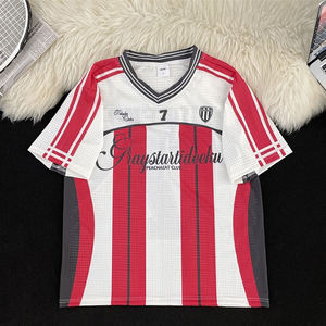 Sporty V-Neck Jersey Short Sleeve T-<b>Shirt</b> Women Loose Hip-Hop Style T-<b>Shirt</b> Women Number Couple Top Trendy - Product Image 1