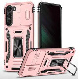 Cas para iPhone 15 Plus Armor Case Montado Magnetics Succión Push Window Bracket Anti Drop A54 Cubierta protectora