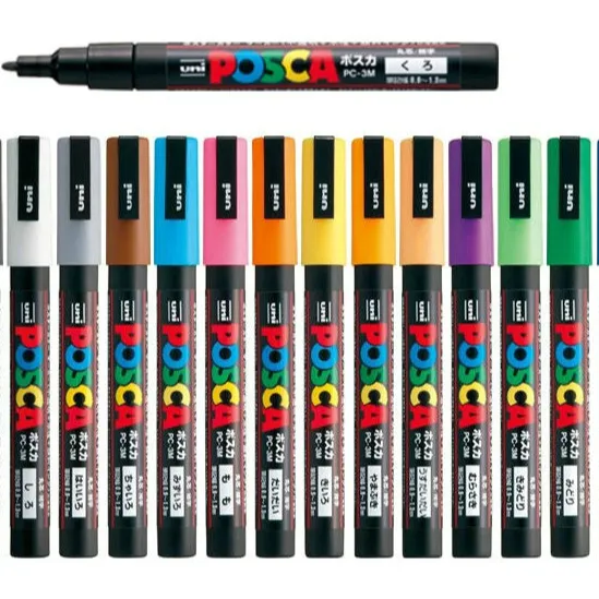 Uni Posca-Paint Marker Full Range Bundle Set, Mitsubishi Poster Color, All Color Marking Pen, fine Point