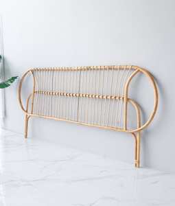 2022 lit rond en bois massif de nouvelle conception avec tête de lit en rotin meubles de lit en teck de Style traditionnel - Product Image 2