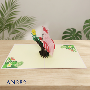 Handmade Customized Folk Art Pink Cockatoo 3D Pop <b>Card</b> Laser Cut Paper Animal Art Wedding <b>Birthday</b> Envelope Gift Crafts Offset - Product Image 3