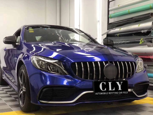 YOUKISS Accessoires de voiture d'origine Grille de voiture avant pour 2015-2018 Benz W 205 Classe <span class=keywords><strong>C</strong></span> Changer en <span class=keywords><strong>C</strong></span> <span class=keywords><strong>63</strong></span> A-<span class=keywords><strong>MG</strong></span> GTR Style Sliver Grille - Product Image 3