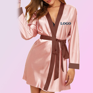 Bajas Cantidades Mínimas de Pedido, Logotipo Personalizado, Pijamas, Ropa de Estar por Casa, Kimono, Bata de Satén, Ropa de Dormir de Seda, Batas Sedosas para Mujer, Salón de Belleza, Spa - Product Image 4