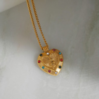 MYNECK 2027 Nouveauté Bijoux Tendance Plaqué Or 18 carats Acier Inoxydable PVD Vintage Tendance Estivale Pendentif Cœur Serpent Collier Couple