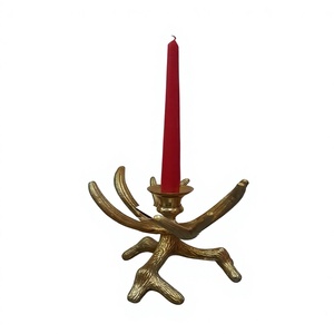 High-Quality Hand-Crafted Aluminium Metal Brass Finish Home Decoration Antique Candle Holder Candelabra - Product Image 2