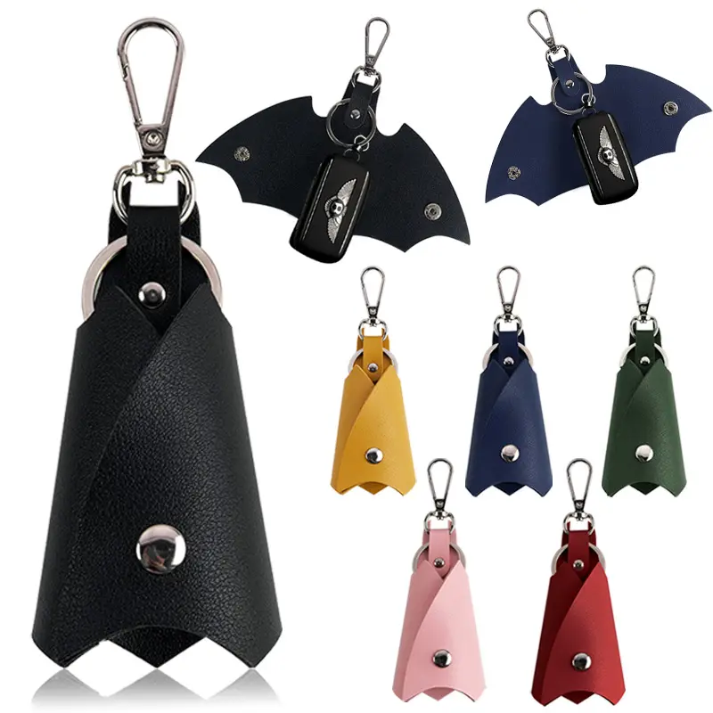 Pu Leather Car Key Chain Guard Keyring Holder For Club Promotional Presents Creative Fashion Windbreaker Bat Shape Dust Proof