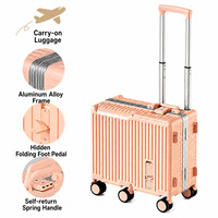 Valise à roulettes multifonctionnelle JX en aluminium pour enfants, bagage cabine 20 pouces, chariot de voyage