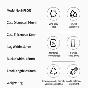 Per NAVIFORCE 8069 di lusso da <span class=keywords><strong>donna</strong></span> orologio da <span class=keywords><strong>donna</strong></span> di marca originale in Silicone Tonneau custodia al quarzo Movt orologio di marca originale da <span class=keywords><strong>donna</strong></span> - Product Image 5