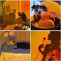 Lampe de Projection Coucher de Soleil, Projecteur Arc-en-Ciel Rotatif à 360 Degrés, Lumière d'Ambiance Nocturne LED Romantique pour Photographie Selfie