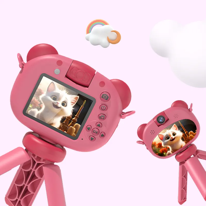 كاميرا رقمية للأطفال مع حامل ثلاثي HD لصور السيلفي وتسجيل الفيديو ألعاب مرحة لأعياد الميلاد والهدايا للأطفال الأولاد والبنات