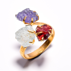 Joyería de anillo de piedras preciosas chapado en oro de alta calidad, exportador de joyería de anillo de piedras preciosas chapado en oro de 18K de piedras preciosas de amatista, joyería fina - Product Image 6