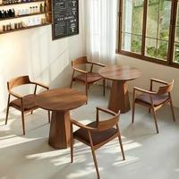 Ensemble table et chaises de salle à manger en bois massif robuste, table ronde rustique pour cafés, restaurants, hôtels