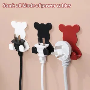 1 unidad Gancho autoadhesivo decorativo para pared, soporte creativo con forma de oso para afeitadora, gancho para llaves, clip para cable de datos, organizador de cables de escritorio - Product Image 4