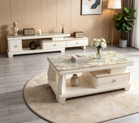 Vente directe usine : Ensemble meuble TV et table basse, style moderne et minimaliste, pour salon, meuble multimédia et d'appoint sur pied