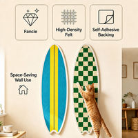 Griffoir pour chat en forme de planche de surf, à fixer au mur, auto-adhésif, en feutre, pour chats d'intérieur