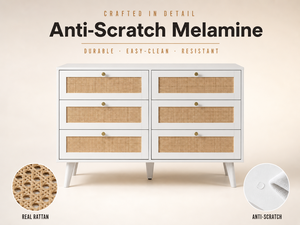 Commode contemporaine blanche en <span class=keywords><strong>rotin</strong></span> naturel avec tiroirs pour salon, chambre ou hôtel - Product Image 4