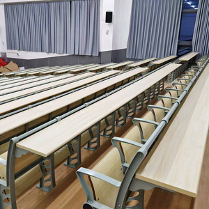 Fabriqué en Chine en alliage d'aluminium pied planche de bois coussin de siège dossier design salle de classe universitaire <span class=keywords><strong>avec</strong></span> rangée de bureaux et de chaises - Product Image 3