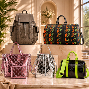 Custom <b>Travel</b> Bag Collection PU Leather Embossed <b>Luggage</b> Bag <b>Set</b> Backpack Tote Bag Duffle Bag Bucket Bag for Wholesale OEM ODM - Product Image 1