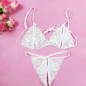 ملابس داخلية نسائية من الدانتيل من قطعتين ملابس داخلية مثيرة ساخنة شفافة للمرأة حمراء بيضاء سوداء - Product Image 5