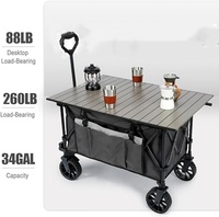 Chariot de camping pliable pliable avec plaque de table en aluminium Chariot à cadre en acier polyvalent de vente chaude
