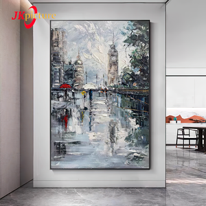 100% हाथ से बने ब्राउन शहर परिदृश्य सार कमरे में रहने वाले आधुनिक तस्वीर उच्च गुणवत्ता कैनवास हस्तनिर्मित दीवार तेल चित्रकला - Product Image 2