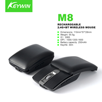 OEM ODM Kustomisasi M8 Mouse Nirkabel Dual Mode 250mAh Isi Ulang 5D Dual Model Mouse Kantor Mouse Retractable