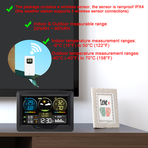मौसम स्टेशन वायरलेस डिजिटल थर्मामीटर तापमान आर्द्रता मॉनिटर रिमोट सेंसर बैरोमीटर पोर्टेबल मौसम स्टेशन के साथ - Product Image 3