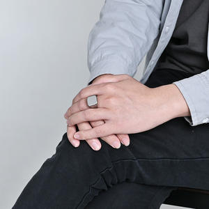 Men's Geometric Tungsten Steel <b>Ring</b> Gold Black Silver Square Signet Fashion Jewelry Gift - Product Image 2