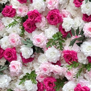 Rollo de Pared Floral de 8x8 pies, Flores Artificiales de Seda, Rosas Rosadas y Follaje Verde, Fondo de Pared Floral, Rosado y Verde - Product Image 2