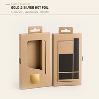 Boîte tiroir personnalisée en papier kraft avec fenêtre transparente pour étui de téléphone, emballage de vente en gros écologique avec languette de suspension, ODM OEM