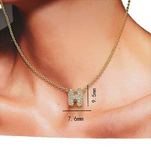 女性の女の子のためのペンダントネックレスゴールドラインストーン文字文字 - Product Image 5