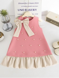 Nouvelle Robe d'Été pour Enfants, Modèle Princesse Sans Manches, Col Rond, Perles et Nœud Papillon, Robes d'Été pour Filles - Product Image 6