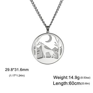 Lobo collar Luna nieve cadena Animal sobrenatural amuleto talismán regalo para mujer hombre chica joyería de acero inoxidable - Product Image 2
