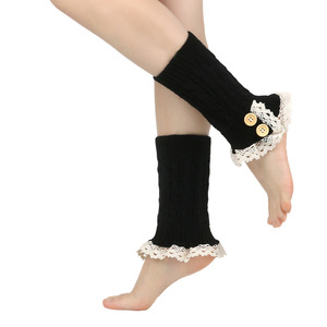 Jambières courtes en coton et acrylique tricotées multicolores pour femme, respirantes et épaisses, avec dentelle, pour usage quotidien – Collection Automne-Hiver 2026 - Product Image 2