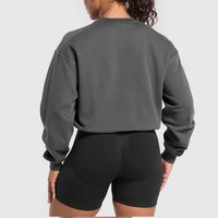 Sweat-shirt court de sport à encolure ras du cou pour femmes, léger, ourlet élastique, avec logo personnalisé