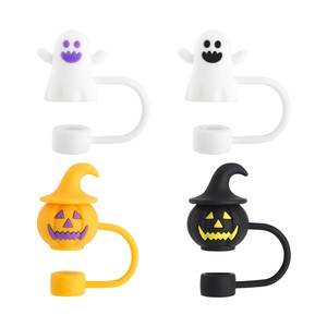 Capuchon de paille en silicone Premium pour Halloween, 8-10mm, motifs Citrouille, Fantôme, Dessin Animé, Décoration de paille pour fête, Cache-poussière pour fête d'anniversaire d'enfants - Product Image 1