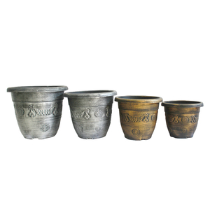 Round outdoor big gold plastic planter flower pots plant pot macetas plastico