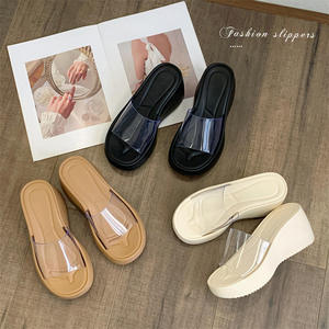 Sandales compensées transparentes à bout ouvert, à enfiler, à talon plateforme, pour la plage et les tenues décontractées d'été - Product Image 2