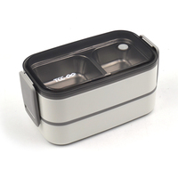 Boîte à lunch Bento en acier inoxydable 304 à double couche, grande capacité, portable pour enfants, étudiants, employés de bureau.