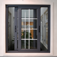 Fenêtres coulissantes modernes en aluminium à double vitrage avec grille à barres géorgiennes, matériaux de construction à isolation thermique