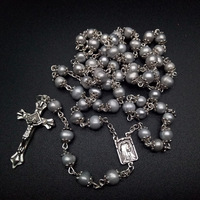 Bracelets religieux chrétien pour femmes vierge marie jésus croix pendentif Long collier perle d'eau douce prière chapelet perles