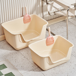 กระบะทรายแมวแบบเปิด ขนาดใหญ่พิเศษ วัสดุ PP หนา พร้อมที่ตักสำหรับแมว - Product Image 1