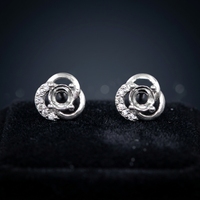 Boucles d'oreilles clous tendance minimalistes et élégantes en argent sterling 925 plaqué or, entrelacées, pour femme, avec double boucle et zircon cubique