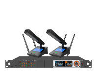 Mikrofon Genggam Kondensor Kardioid Sistem 2 XLR Teknologi True Diversity Jangkauan Jauh Sinyal Stabil untuk Pertunjukan Langsung DJ Pernikahan
