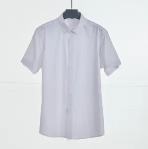 35 Stock textil líquido amoníaco hilo teñido Jacquard 100% tela de algodón blanco para hombres ropa de camisa