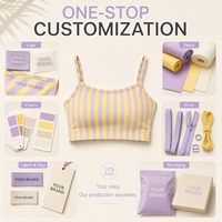 Soutien-gorge de sport pour femme à compression moyenne, maintien élevé, respirant, avec bretelles respirantes, en tissu recyclable personnalisé de qualité supérieure, à rayures