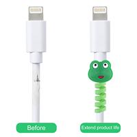 Cache-câble spiralé flexible avec motif animal mignon, protection anti-effilochage pour câbles iPhone, Android et écouteurs