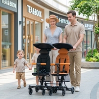 Poussette bébé légère et portable 4-en-1 en métal et tissu, pliage compact, facile à transporter, système de voyage